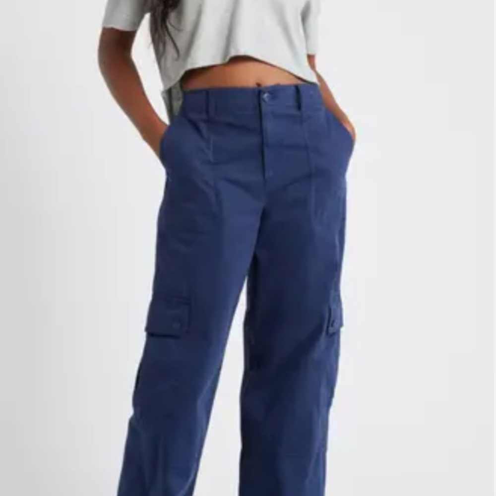 NWT BP. Nordstrom Navy Twill Wide Leg Cargo Pants (Size: 0, 2, 12)